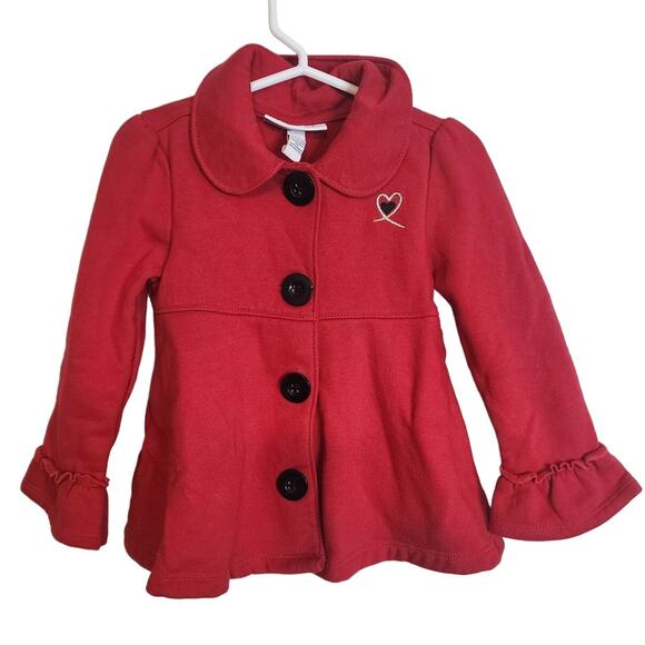Kids Headquarters Red Heart Peplum Style Collared Jacket, 3T - Picture 1 of 5